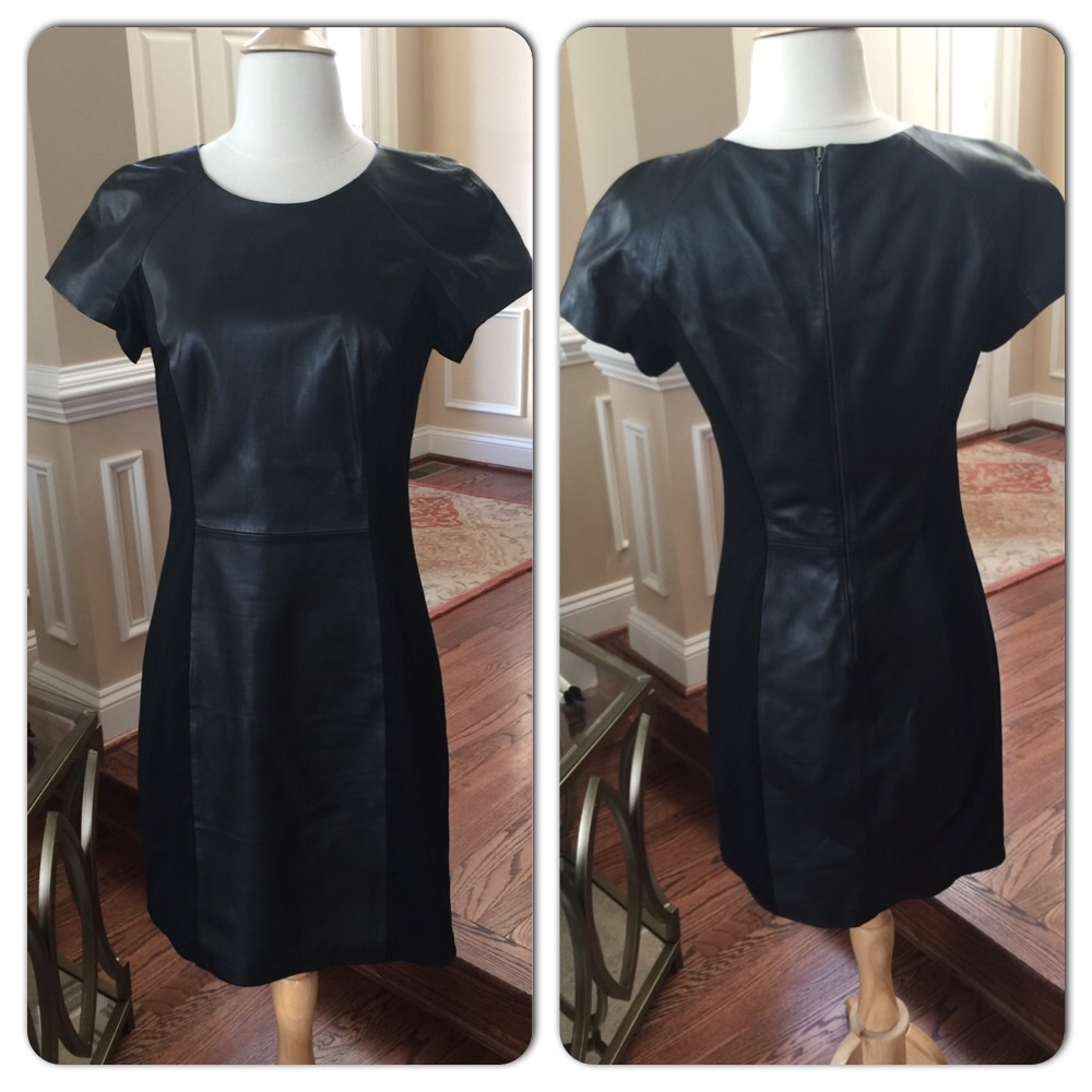 Genuine BLK Leather Dress with Knit Inserts